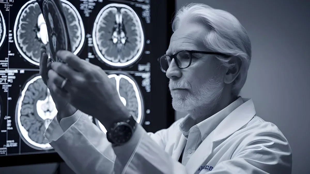 Médecin examinant le cerveau Scan MRI Image Soins de santé Diagnosis médical