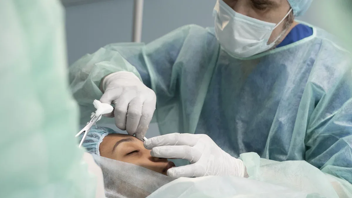 Médecin à coup moyen en salle d'opération