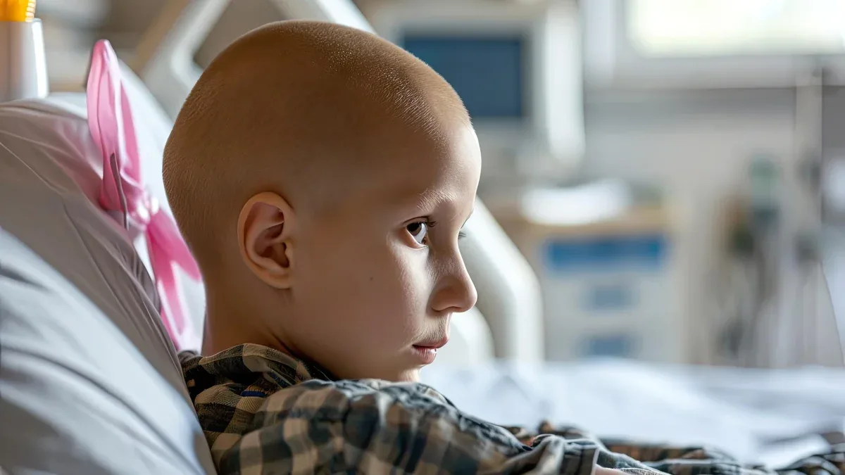 Un cancer des enfants chauves dans une salle d'hôpital vue générale