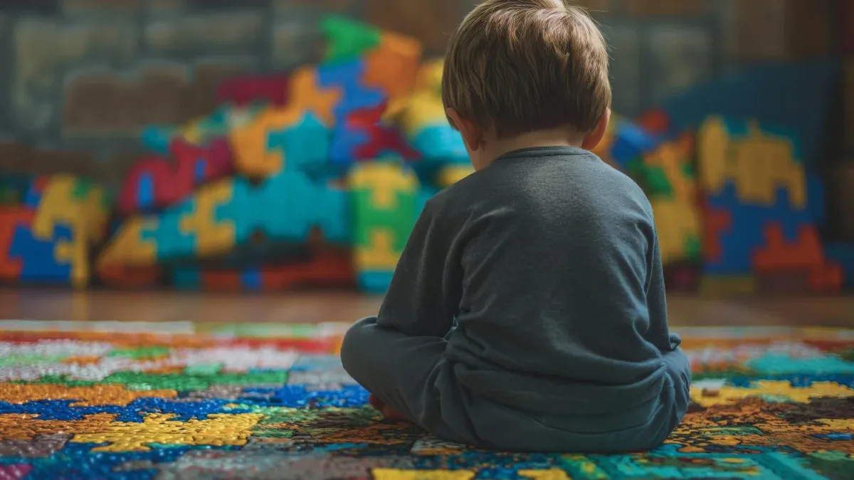 Le puzzle du garçon de la solitude autisme